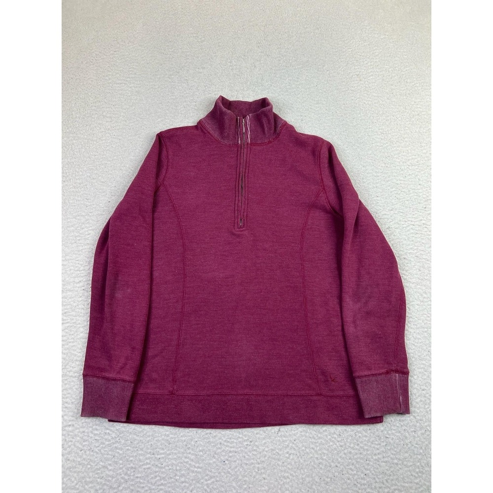 Eddie Bauer Sweater Womens Medium Purple Quarter Zip Mock Neck Pullover Top